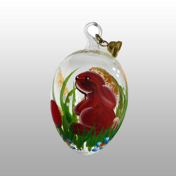 Glasosterei Tierliebe 5 cm mit Osterhase im Gras