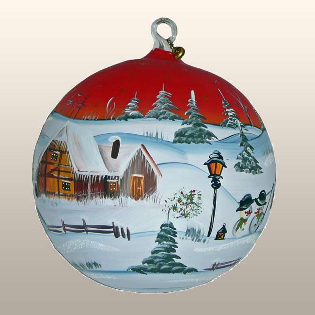 Glaskugel mit Wintermotiv Abendglut